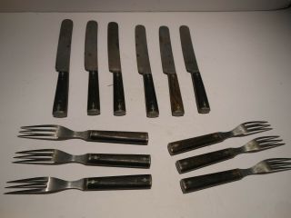 Set of 6 Civil War Era Knife & Fork Meriden Cuttlery Co 3 Tine Forks 4