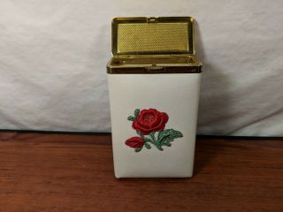 Vintage Princess Gardner White Cigarette Case With Applique Rose