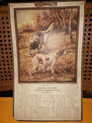 Calendar 1915 Store Advertising Roanoke Ny Hunting Dogs The Open Season Osthaus