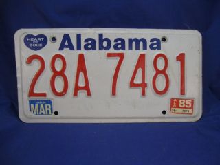 1985 Alabama Slogan License Plate
