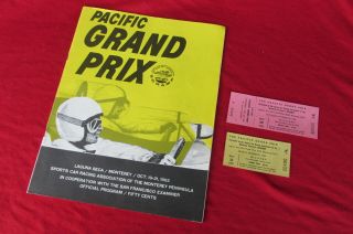 1962 Pacific Grand Prix Car Race Program & Tickets Laguna Seca Monterey Scramp