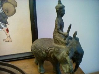 Hindu antique bronze statue three headed elephant 2