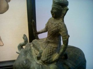 Hindu antique bronze statue three headed elephant 4