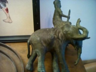 Hindu antique bronze statue three headed elephant 7