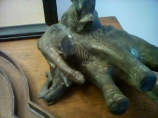 Hindu antique bronze statue three headed elephant 8