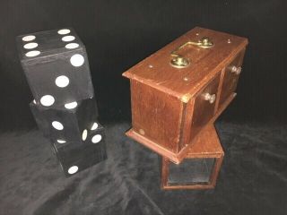 Rare Vintage Davenports Magic Trick Wooden Sliding Die Box