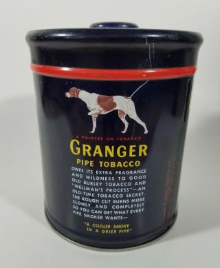 Vintage Granger Pipe Tobacco Rough Cut Pointer Dog 14 OZ Tin (Empty) 2