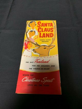 Vintage Santa Claus Land Indiana Souvenir Brochure Bright Colors
