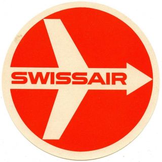Vintage Swissair Airlines Switzerland Luggage Label Swiss Geneva Zurich
