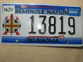 2005 Oklahoma Seminole Nation License Plate.