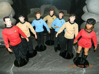 Man Cave Full Set Hamilton Porcelain Star Trek Tos 14 " Doll Set W/stands & Mugs
