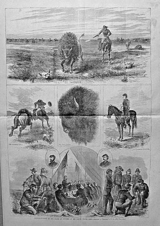 Buffalo - Hunting On The Plains Indepth Illustrations 1867 Harper 