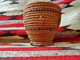C.  1900 Salish Northwest Coast Native American Miniature Imbricated Basket 3.  5 " H