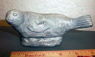 Glacial Ice Age Sculpture Made In Alaska,  Cute Seal,  4.  5 X 2.  75,  Glacier Mud