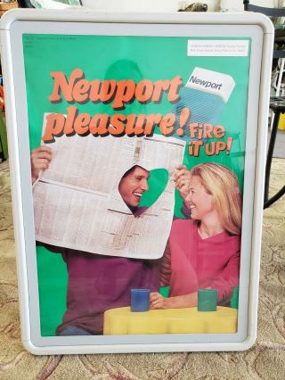 Newport Cigarette Sign Poster 1997 Double Sided Store Sign Enclosed Frame
