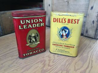 Vintage Dill’s Best Union Leader Smoking Tobacco Tin Advertising Ohio Virginia
