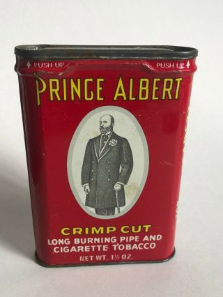 Vintage Prince Albert Crimp Cut Pipe & Cigarette Tobacco Empty Pocket Tin 1.  5 Oz