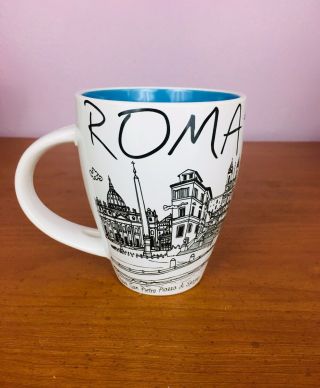 Roma Rome Italian Mug White W/ Blue Interior Coffee Mug Tourist Attractions
