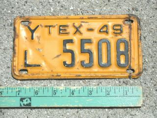 Good Orig Cond Texas 1949 Motorcycle License Licence Plate Tex Tx 49 