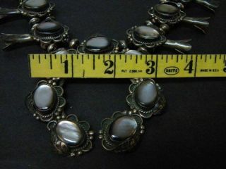 Vtg.  Native American Squash Blossom Silver/Black Mother of Pearl Necklace 10