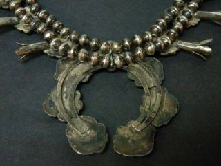 Vtg.  Native American Squash Blossom Silver/Black Mother of Pearl Necklace 7