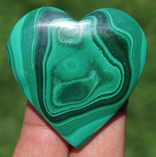 43mm 1.  1oz Natural Dark Green Malachite Crystal Carving Art Heart