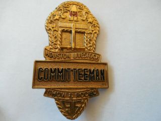 1996 Committeeman Badge Houston Livestock Show & Rodeo Hlsr Pin Fat Stock
