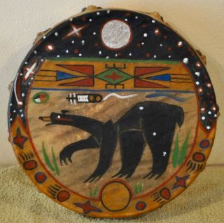 Bear Dream / Native American Drum Painted By Lakota Artist Sonja Holy Eagle