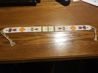 Old Antique Or Vintage Native American Indian Beaded Headband 27 " Long