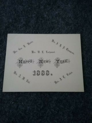 Vintage Happy Year Card 1888 Victorian
