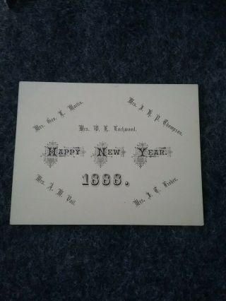 Vintage Happy Year Card 1888 Victorian 2