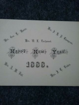 Vintage Happy Year Card 1888 Victorian 4