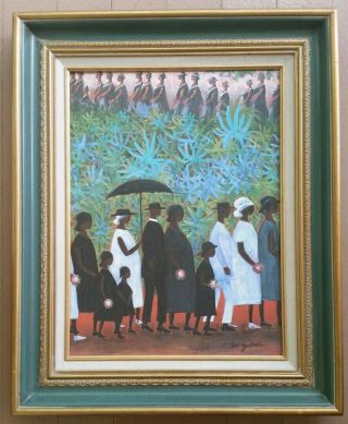 Ida Jackson Funeral Procession Framed Lithograph On Canvas Vintage Cosby Show