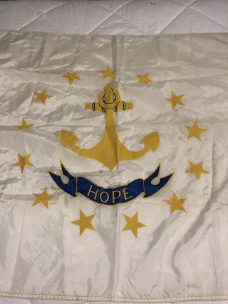 Rhode Island Vintage Hope State Flag W/ Yellow Anchor And 13 Stars (5’ X 34”)