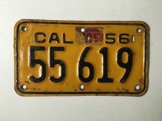 1956 1957 California Motorcycle License Plate All Paint