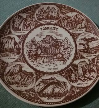 Awesome Vtg Yosemite Natl Park Ca Lg Souvenir Collector Plate Made In Japan