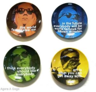 Set Four Vintage Andy Warhol Precidio Melamine Pop Art Quote Plates Retro Signed