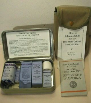 1932 OFFICIAL BOY SCOUTS OF AMERICA FIRST AID KIT w/TIN,  POUCH,  & GUIDE BOOKLET 2