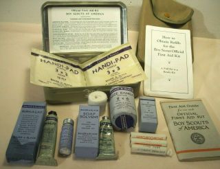 1932 OFFICIAL BOY SCOUTS OF AMERICA FIRST AID KIT w/TIN,  POUCH,  & GUIDE BOOKLET 4