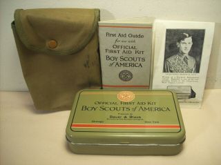 1932 OFFICIAL BOY SCOUTS OF AMERICA FIRST AID KIT w/TIN,  POUCH,  & GUIDE BOOKLET 6
