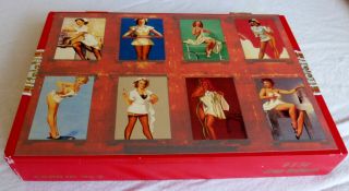 Red Wooden Cigar Box,  Man Cave Item,  Vintage Pinup Images Of Nurses & Patients