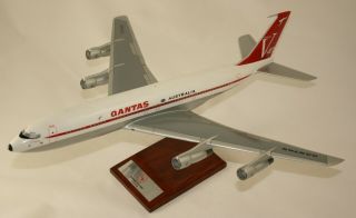 Qantas B 707 - 300 In V - Jet Livery Huge 1:100 Handcrafted Desktop Model