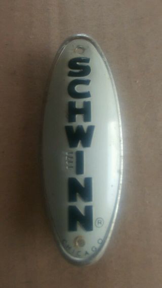 Vintage Schwinn Head Badge Chicago W/ Orig Screws