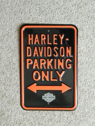 Ande Rooney Porcelain Harley - Davidson Parking Only 12 " X 18 " Sign - Hard To Find