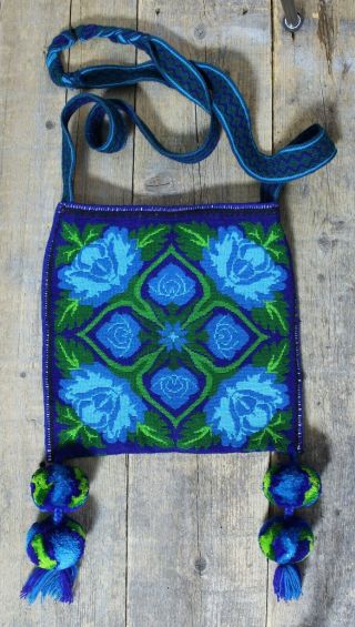 Hand Embroidered Huichol Shoulder Bag Morral Medicine Bag? Mexican Folk Art Boho