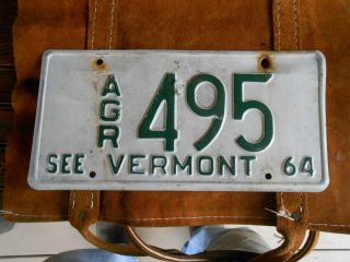 1 Vintage Vermont Agriculture Plate 1964 Lincense Plates Farm
