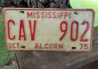 Vintage 1975 Mississippi Alcorn County License Plate Cav 902