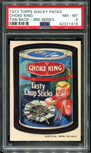 1973 Wacky Packages 3rd Series Choke King Sticker Psa 8