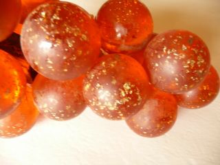 Huge Vintage Grape Cluster Lucite Acrylic Orange/Copper w/ Glitter 2 