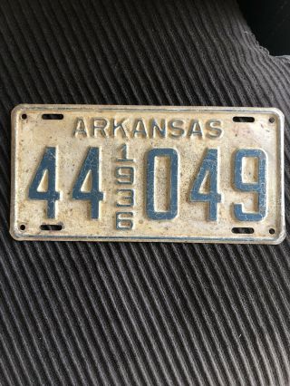 Vintage License Plate,  1936 Arkansas